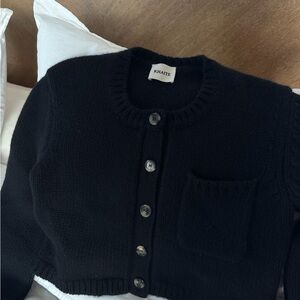 KHAITE Lagan Black Cropped Cardigan